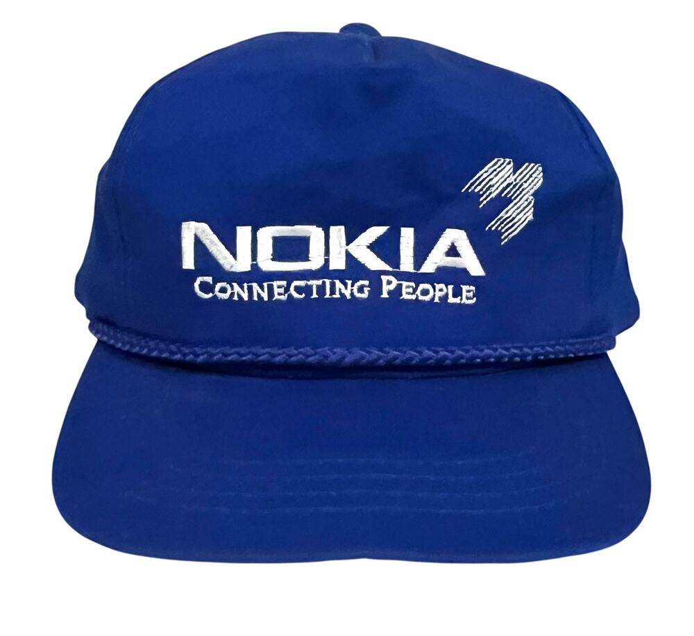 Vintage Nokia Cell Phone Hat Blue Tech Promo Dad Rope Cap 80s